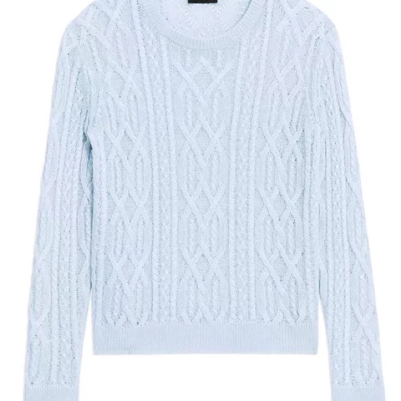 Theory Sweaters - Theory Linen Blend Cable Knit Sweater